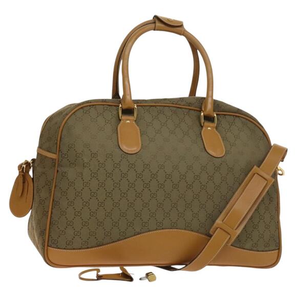 GUCCI GG Canvas Boston Bag Gold Beige - Picture 1 of 16